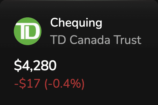 TD Canada Trust chequing account